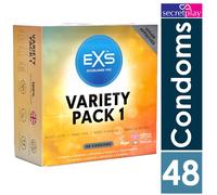 Exs Condoms Box of 48 | Black Latex Nano Thin Ribbed Dotted Flavoured | VP 1