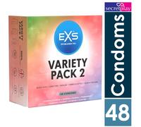 Exs Condoms Box of 48 | Nano Thin Ribbed Dotted Regular Warming Cooling Black