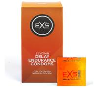 EXS Delay Condoms (12 Pack) Regular Fit, Premium Latex with Non-Spermicidal Lube, Straight-Walled with Teat, PETA-Approved Vegan Condom, 3 Year Life - CE Marked NHS Approved Male Condoms