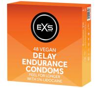 EXS | Delay Condoms | Natural Latex & Silicone Lubricated | Vegan | 48 Pack