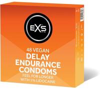 EXS | Delay Condoms | Natural Latex & Silicone Lubricated | Vegan | 48 Pack