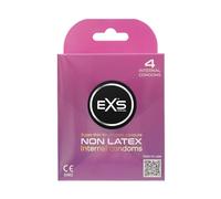 EXS Internal Female Condoms (4 Pack) Secure Fit with Soft Touch Loops, Thin Non-Latex with Non-Spermicidal Lube, PETA-Approved Vegan Condom, 3 Year Life - CE Marked NHS Approved Condoms