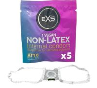 EXS Internal Female Condoms (5 Pack) Secure Fit with Lace Loops, Thin Non-Latex with Non-Spermicidal Lube, PETA-Approved Vegan Condom, 3 Year Life - CE Marked NHS Approved Condoms