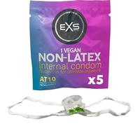 EXS Internal Female Condoms (5 Pack) Secure Fit with Soft Touch Loops, Thin Non-Latex with Non-Spermicidal Lube, PETA-Approved Vegan Condom, 3 Year Life - CE Marked NHS Approved Condoms