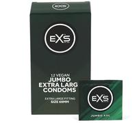 EXS Jumbo 69mm Large Condoms (12 Pack) Premium Latex XXL Condom for Men with Non-Spermicidal Lube, Straight-Walled with Teat, PETA-Approved, Vegan, 3 Year Life - CE Marked NHS Approved Male Condoms