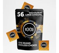EXS Magnum Large Condoms (56 Pack) Premium Latex Large Condom for Men with Non-Spermicidal Lube, Straight-Walled with Teat, PETA-Approved, Vegan, 3 Year Life - CE Marked NHS Approved Male Condoms