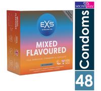 Exs Mixed Flavoured Condoms | Pack of 48 | Cola Strawberry Bubblegum Chocolate