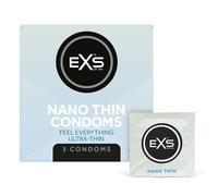 EXS Nano Thin Condoms (3 Pack) Regular Fit, Premium Latex with Non-Spermicidal Lube, Straight-Walled with Teat, PETA-Approved Vegan Condom, 3 Year Expiry Life - CE Marked NHS Approved Male Condoms
