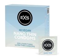 EXS Nano Thin Condoms (48 Pack) Regular Fit, Premium Latex with Non-Spermicidal Lube, Straight-Walled with Teat, PETA-Approved Vegan Condom, 3 Year Expiry Life - CE Marked NHS Approved Male Condoms