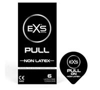 EXS Pull Non-Latex Condoms (6 Pack) Regular Fit, Non-Latex, Straight-Walled with Teat, PETA-Approved Vegan Condom, 3 Year Life - CE Marked NHS Approved Male Condoms
