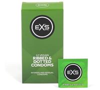 EXS Ribbed & Dotted Condoms (12 Pack) Regular Fit, Premium Latex with Non-Spermicidal Lube, Flared with Teat, PETA-Approved Vegan Condom, 3 Year Life - CE Marked NHS Approved Male Condoms Ribbed