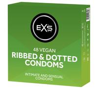 EXS | Textured Condoms | Natural Latex & Silicone Lubricated | Ribbed & Dotted | Vegan | 48 Pack
