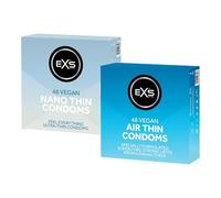 EXS Super Thin Condoms Bundle (48x Air Thin, 48x Nano) Regular Fit, Premium Latex, Non-Spermicidal Lube, Flared, PETA-Approved Vegan Condom, 3 Year Expiry Life - CE Marked NHS Approved Male Condoms