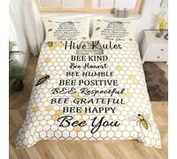 EXSANLIEAY Beehive Toddler Duvet Cover - Bee Print Baby Duvet Cover Set 120x90 Soft and Non Iron - Brushed Microfibre Reversible Quilt Cover & 2 Pillowcases with Zipper and Ties