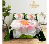 EXSANLIEAY Flowers Duvet Cover Set Peony Bedding Premium Brushed Microfibre, with Zipper Closure Soft Comfortable Includes 2 Pillowcases 50x75 cm Small Single(120x150cm