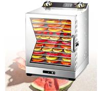 EXSHUING 400w/800w Dryer Machine - Stainless Steel Food Dehydrator, Tempered Glass Door, 0-12h Timer, 35-90°C (95-194°F), 360° Fan, Ideal For Jerky, Fruits, Mushrooms, And Herbs, Seafood(12 Trays)
