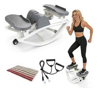 EXSHUING Apartment Lateral Rock Cardio, Side To Side Stepper With Triangular Stable Base, Targets Glutes, Thighs & Core, No Assembly Required With Mat & Rope, Supports 264 Lbs (120 Kg)(Grey)