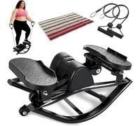 EXSHUING Apartment Lateral Rock Cardio, Side To Side Stepper With Triangular Stable Base, Targets Glutes, Thighs & Core, No Assembly Required With Mat & Rope, Supports 264 Lbs (120 Kg)(Black)