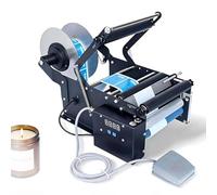 EXSHUING Automatic Round Bottle Labeling Machine, Electric Bottle Labeler With Foot Pedal & Button, Smart Sensor 20-40pcs/Min For Glass Pla-stic Beverage Bottles, Fits Φ20-100mm H≤200mm(Standard)