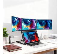EXSHUING External Triple Monitor, Laptop Screen Extender, 15.6" Fhd Ips X3, 100% Srgb 60hz, 360° Rotation, Type-C/Hdmi/Usb-C For Windows, Mac, Android, Foldable For Developers & Traders
