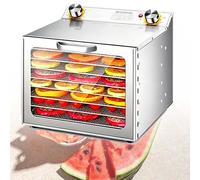 EXSHUING Jerky Dehydrator, Food Dehydrator Machine 400w/800w, Multi-Layer Stainless Steel, Tempered Glass Door, 30-90°C (86-194°F), 0-12h Timer, For Beef Jerky, Fruits, Herbs, Dog Treats(8 Trays)