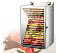 EXSHUING Jerky Dehydrator, Food Dehydrator Machine 400w/800w, Multi-Layer Stainless Steel, Tempered Glass Door, 30-90°C (86-194°F), 0-12h Timer, For Beef Jerky, Fruits, Herbs, Dog Treats(18 Trays)