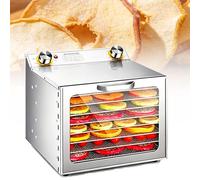 EXSHUING Jerky Dehydrator, Stainless Steel Food Dehydrator 400w/800w, Tempered Glass Door, 0-12h Timer, 30-90°C (86-194°F), 6-18 Trays, Even Airflow, No Tray Rotation, For Fruits, Seafood(8 Trays)