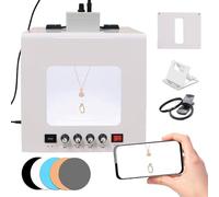 EXSHUING Jewelry Light Box, Mini Photo Studio For Jewelry - Speed-Adjustable Electric Turntable & Magnetic Hanging Stand, 3000-5500k, 22000lux, For Flat-Lay Or Suspended Shots, Rings Necklaces(TB30)