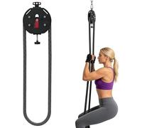 EXSHUING Rope Pull System, Endless Rope Trainer For Body Coordination, 4m/14ft Closed-Loop Nylon Rope, Resistance: 3-30 Kg, No User Weight Limit, Quick Hook Mount On Door Tree Or Pole(Black+Red)