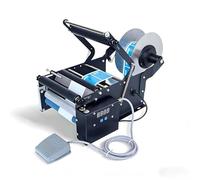 EXSHUING Round Bottle Labeling Machine, Electric Bottle Label Applicator With Foot Pedal, 20-40 Pcs/Min, ±0.5-1mm Precision, Bubble-Free Labeling For Cosmetics Food Bottle H ≤20cm(Standard)