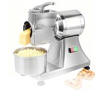 EXSHUING Stainless Steel Electric Cheese Shredder With Bucket, 900w Automatic Cheese Grating Machine, 60kg/Hr Throughput Grinds Block Cheese, Butter, Garlic, Ginger, Bread - Enlarged Feed Inlet