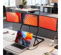 EXSHUING Triple Monitor For Laptop, Foldable Screen Extender, 15.6" X3 1080p Ips, 100% Srgb 60hz, 360° Rotation & Height Adjustment, Type-C/Hdmi/Usb-C For Windows, Mac, Android, For Coding
