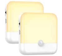 Exsight 2 Pack Motion Sensor Night Light Indoor, USB Rechargeable LED Night Light, Stick-On Cupboard Light with Magnetic Strips for Wardrobe, Bedroom, Stair, Kitchen, Hallway, White Light/Warm Light