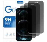 Exsight 3-Pack Privacy Screen Protector for iPhone 12 Pro Max 6.7-Inch, 9H+ Hardness Anti-Spy Tempered Glass Film, Fingerprint Unlock Compatible, Impact-Protection, Anti-Scratch, Case Friendly