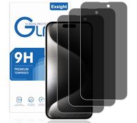 Exsight 3-Pack Privacy Screen Protector for iPhone 15 Pro Max / 15 Plus / 16 Plus 6.7-Inch, 9H+ Hardness Anti-Spy Tempered Glass Film, Fingerprint Unlock Compatible, Impact-Protection, Anti-Scratch