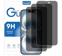 Exsight 3-Pack Privacy Screen Protector for iPhone 16/15 / 14 Pro 6.1-Inch, 9H+ Hardness Anti-Spy Tempered Glass Film, Fingerprint Unlock Compatible, Impact-Protection, Anti-Scratch, Case Friendly