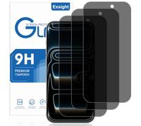 Exsight 3-Pack Privacy Screen Protector for iPhone 17 Pro / 16 Pro 6.3-Inch, 9H+ Hardness Anti-Spy Tempered Glass Film, Fingerprint Unlock Compatible, Impact-Protection, Anti-Scratch, Case Friendly