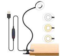 Exsight Desk Lamp Clip Light, 3 Modes 10 Dimmable Brightness USB Eye-Caring Reading Lamp, 360° Flexible Gooseneck LED Light for Painting/Reading/Working/Video Conference, Clip on Table/Headboard