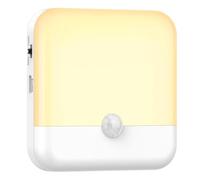Exsight Motion Sensor Night Light Indoor, USB Rechargeable LED Night Light, Stick-On Cupboard Light with Magnetic Strips for Wardrobe, Bedroom, Stair, Cabinet, Kitchen, Hallway, White Light/Warm Light