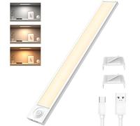 Exsight Under Cabinet Kitchen Lights, 30CM LED Motion Sensor Cupboard Light Indoor, 3 Color Temperature Stepless Dimming, USB-C Rechargeable Night Light for Stairs, Wardrobe, Hallway, Kitchen, Garage