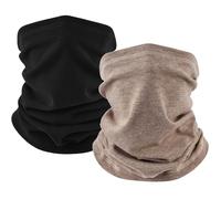 EXski Winter Neck Gaiter Warmer, Soft Fleece Face Mask Scarf for Cold Weather Skiing Cycling Outdoor Sports, 2 Packs (Black+brown), One size