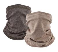 EXski Winter Neck Gaiter Warmer, Soft Fleece Face Mask Scarf for Cold Weather Skiing Cycling Outdoor Sports, 2 Packs (Dark Grey+brown), One size