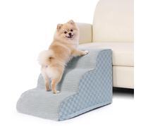 Exsnugy Dog Steps for Sofa,3-Step Dog Stairs for Bed&Couch,Washable Cover