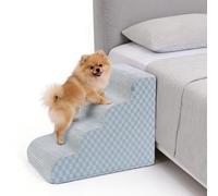 Exsnugy Dog Steps for Sofa,4-Step Dog Stairs for Bed&Couch,Washable Cover