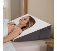 Exsnugy Patented Wedge Pillow 19cm Elevated Bed Wedge Pillow Headboard for Acid Reflux Relief,Sleeping,Post Surgery,Back Pain Relief,Snoring,Soft Memory Foam Top & Washable Breathable Cover