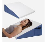 Exsnugy Patented Wedge Pillow for Headboard,19cm Elevated Bed Wedge Pillow for Acid Reflux Relief,Sleeping,Post Surgery,Back Pain Relief,Snoring,Soft Memory Foam Top & Washable Breathable Cover, Blue