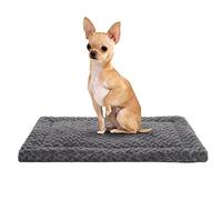 Exsnugy Washable Dog Bed Mat Crate Pad Soft Fluffy Pet Kennel Beds Dog Sleeping Mattress for Large Jumbo Medium Small Dogs, 60 x 45cm,Dark Grey