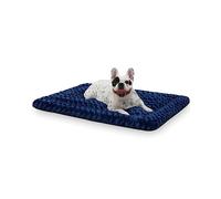 Exsnugy Washable Dog Bed Mat Reversible Dog Crate Pad Soft Fluffy Pet Kennel Beds Dog Sleeping Mattress for Large Jumbo Medium Small Dogs, 91 x 58 cm, Blue