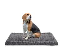 Exsnugy Washable Dog Bed Mat Reversible Dog Crate Pad Soft Fluffy Pet Kennel Beds Dog Sleeping Mattress for Large Jumbo Medium Small Dogs, 91 x 58 cm, Dark Grey