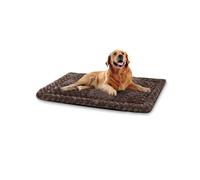Exsnugy Washable Dog Bed Mat Reversible Dog Crate Pad Soft Fluffy Pet Kennel Beds Dog Sleeping Mattress for Large Jumbo Medium Small Dogs,106 x 71 cm, Brown